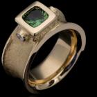 Image of 18 KT Gold, Diamonds & Green Tsavorite Ring